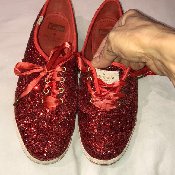 kate spade red glitter keds